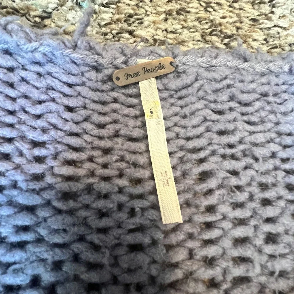 Free People Lavender Purple Chunky Open Knit Wool Angora‎ Blend Sweater Size M/L